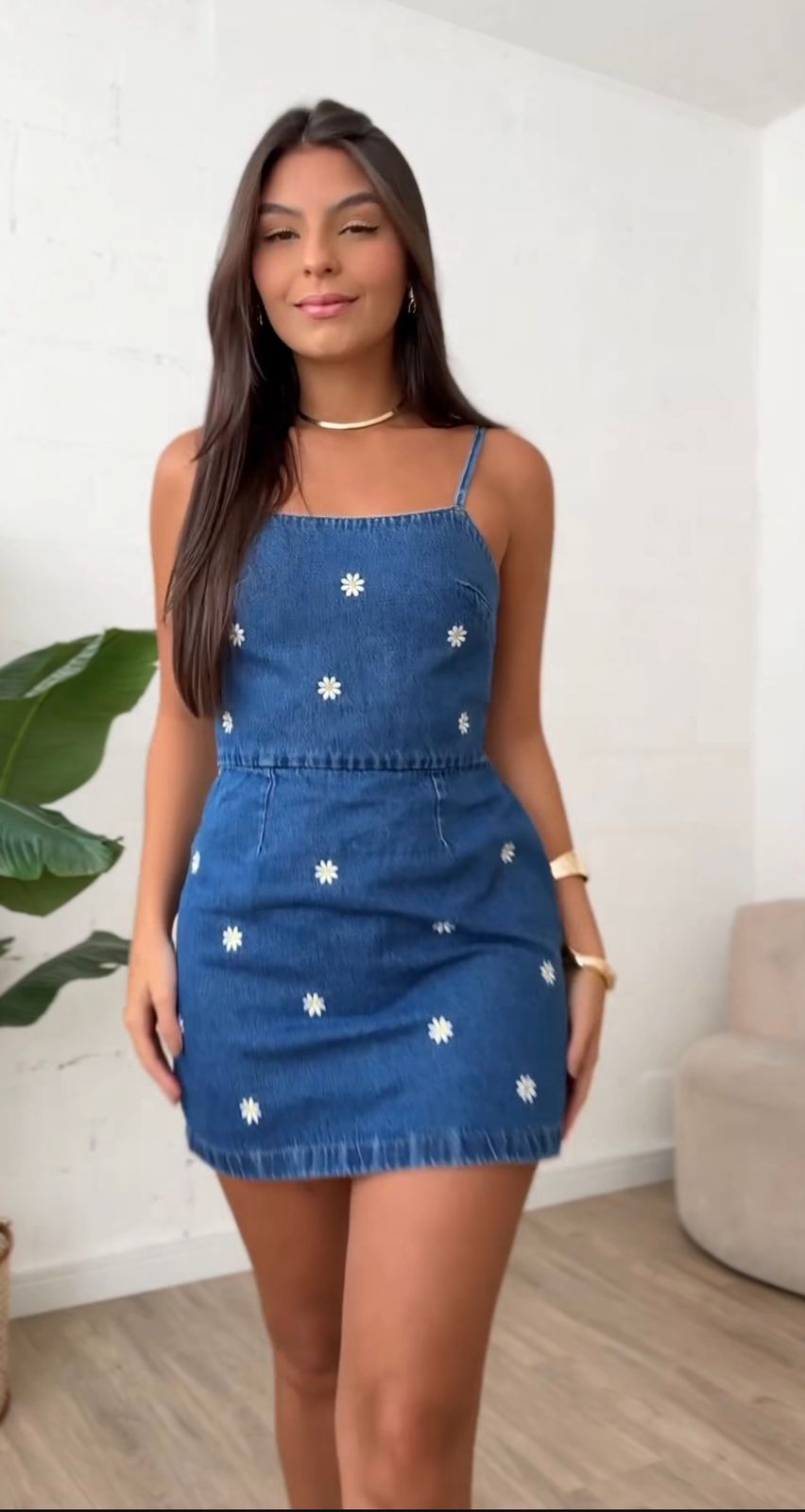 Vestido Jeans Bordado Vitoria