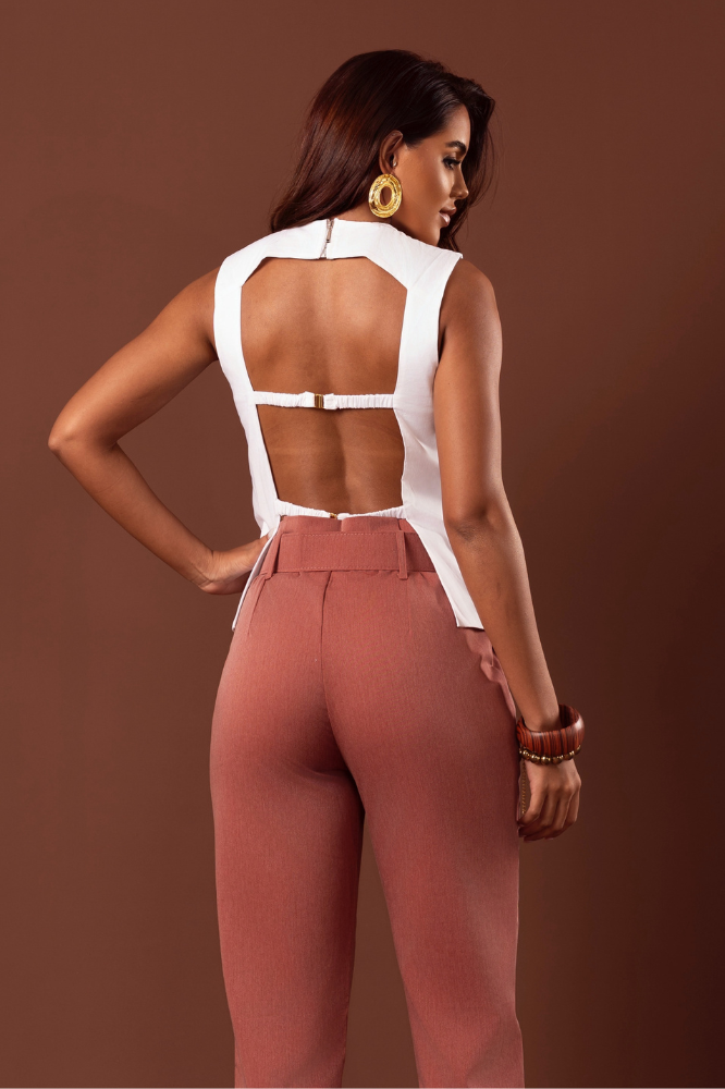 Blusa Sem Manga Frente Única Tália Coco