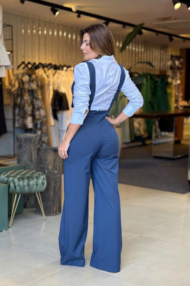 Salopete Pantalona Risca de Giz Cassandra Blueberry